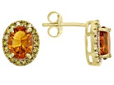 Orange Madeira Citrine 18k Yellow Gold Over Sterling Silver Stud Earrings 2.15ctw