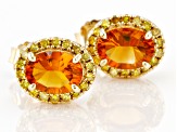 Orange Madeira Citrine 18k Yellow Gold Over Sterling Silver Stud Earrings 2.15ctw