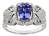 Blue Tanzanite Rhodium Over Sterling Silver Ring 1.49ctw