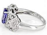 Blue Tanzanite Rhodium Over Sterling Silver Ring 1.49ctw