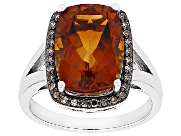 Picture of Orange Madeira Citrine Rhodium Over Sterling Silver Ring 5.58ctw