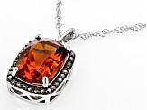 Orange Madeira Citrine Rhodium Over Sterling Silver Pendant With Chain 5.58ctw