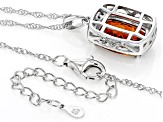 Orange Madeira Citrine Rhodium Over Sterling Silver Pendant With Chain 5.58ctw