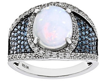 Picture of Ethiopian Opal Rhodium Over Sterling Silver Ring 2.68ctw