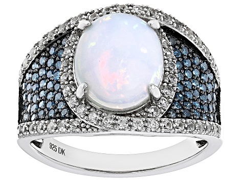 Ethiopian Opal Rhodium Over Sterling Silver Ring 2.68ctw