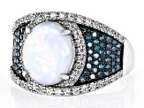 Ethiopian Opal Rhodium Over Sterling Silver Ring 2.68ctw