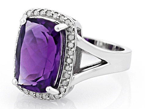 Purple Amethyst Rhodium Over Sterling Silver Ring 5.75ctw