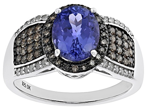 Blue Tanzanite Rhodium Over Sterling Silver Ring 1.94ctw