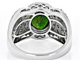 Green Chrome Diopside Rhodium Over Sterling Silver Ring 4.29ctw