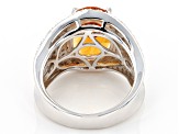 Golden Citrine Rhodium Over Sterling Silver Ring 5.70ctw