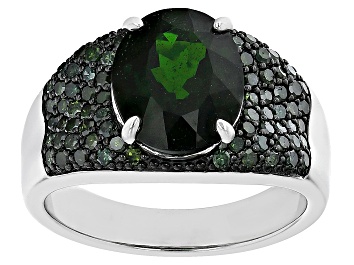 Picture of Green Chrome Diopside Rhodium Over Sterling Silver Ring 3.92ctw