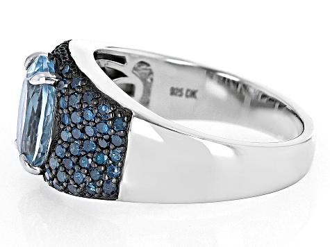 Blue Aquamarine Rhodium Over Sterling Silver Ring 2.56ctw