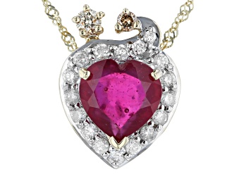 Red Mahaleo®Ruby Mothers 10k Yellow Gold Pendant With Chain 2.47ctw