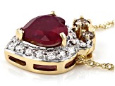 Red Mahaleo®Ruby Mothers 10k Yellow Gold Pendant With Chain 2.47ctw