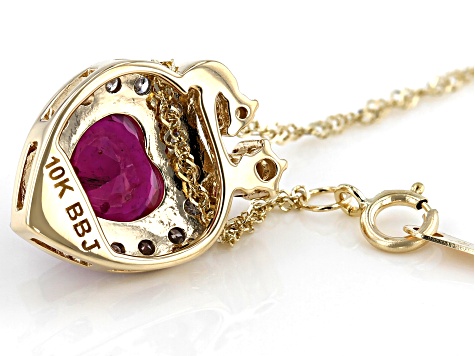 Red Mahaleo®Ruby Mothers 10k Yellow Gold Pendant With Chain 2.47ctw