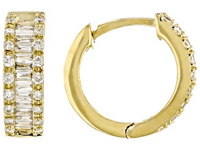 White Diamond G-H SI 14k Yellow Gold Huggie Earrings 0.40ctw