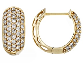 White Diamond G-H SI 14k Yellow Gold Huggie Earrings 1.00ctw
