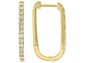 White Diamond G-H SI 14k Yellow Gold Rectangular Hoop Earrings 0.50ctw