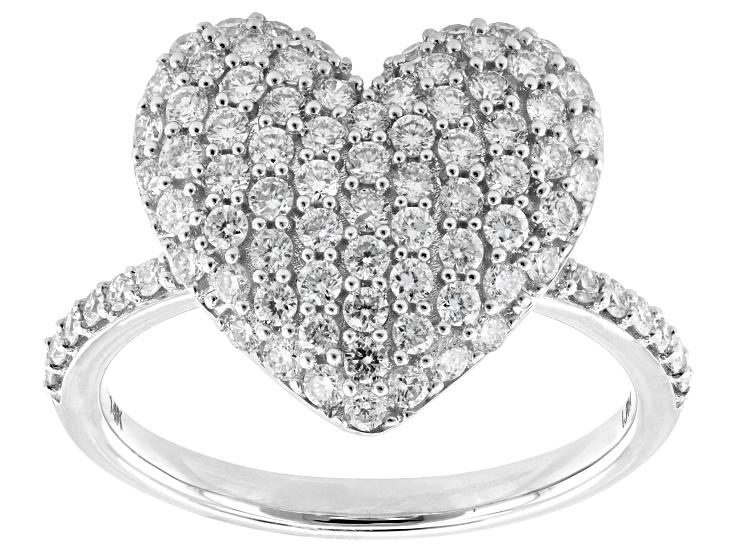 Large White Gold Heart Ring