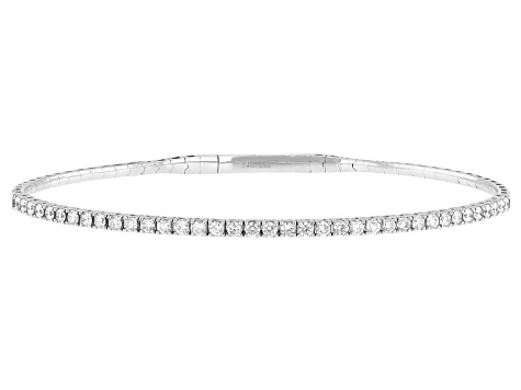 White Diamond G-H SI 14K White Gold Flex Bangle Bracelet 1.00ctw