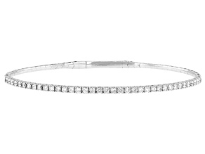 White Diamond G-H SI 14K White Gold Flex Bangle Bracelet 1.00ctw