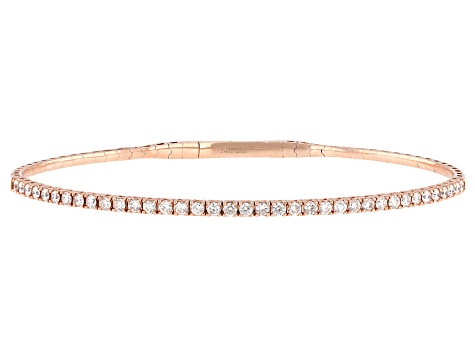 White Diamond G-H SI 14K Rose Gold Flex Bangle Bracelet 1.00ctw