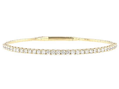 White Diamond G-H SI 14K Yellow Gold Flex Bangle Bracelet 2.00ctw