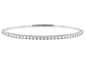 White Diamond G-H SI 14K White Gold Flex Bangle Bracelet 3.00ctw