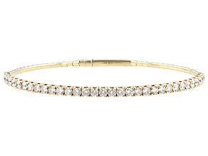 White Diamond G-H SI 14K Yellow Gold Flex Bangle Bracelet 3.00ctw