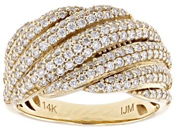 Picture of White Diamond G-H SI 14k Yellow Gold Cluster Ring 1.00ctw