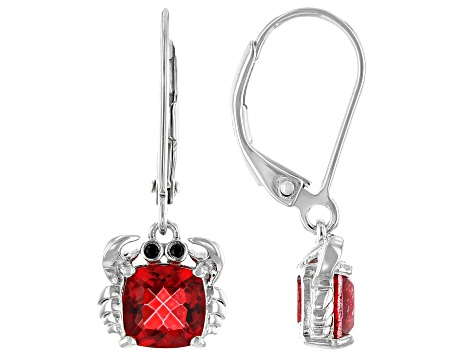 Red Coral Color Quartz Rhodium Over Sterling Silver Earrings 1.63ctw
