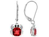 Red Coral Color Quartz Rhodium Over Sterling Silver Earrings 1.63ctw