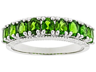 Green Chrome Diopside Rhodium Over Sterling Silver Band Ring 1.38ctw