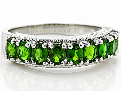 Green Chrome Diopside Rhodium Over Sterling Silver Band Ring 1.38ctw