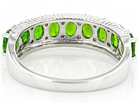 Green Chrome Diopside Rhodium Over Sterling Silver Band Ring 1.38ctw