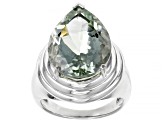 Green Prasiolite Rhodium Over Sterling Silver Solitaire Ring 7.84ct