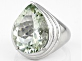 Green Prasiolite Rhodium Over Sterling Silver Solitaire Ring 7.84ct