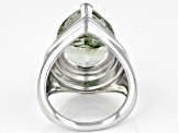 Green Prasiolite Rhodium Over Sterling Silver Solitaire Ring 7.84ct