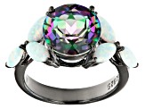 Multi Color Quartz Black Rhodium Over Sterling Silver Ring 3.29ct