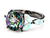 Multi Color Quartz Black Rhodium Over Sterling Silver Ring 3.29ct