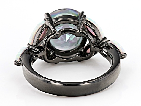Multi Color Quartz Black Rhodium Over Sterling Silver Ring 3.29ct
