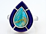 Blue Turquoise Rhodium Over Sterling Silver Ring