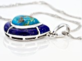 Blue Turquoise Rhodium Over Sterling Silver Pendant with Chain