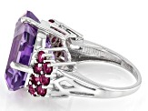 Purple Amethyst Rhodium Over Sterling Silver Ring 11.68ctw
