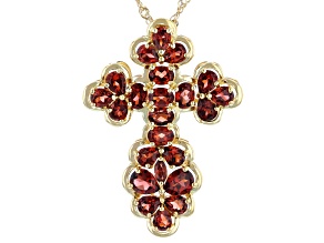 Red Garnet 18k Yellow Gold Over Silver Pendant with Chain 4.46ctw