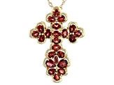 Red Garnet 18k Yellow Gold Over Silver Pendant with Chain 4.46ctw