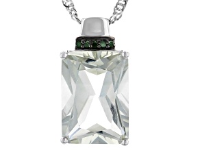 Green Prasiolite Rhodium Over Sterling Silver Pendant With Chain 6.49ctw