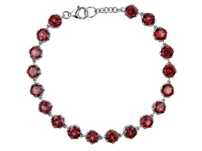 Red Garnet Rhodium Over Sterling Silver Bracelet 17.44ctw