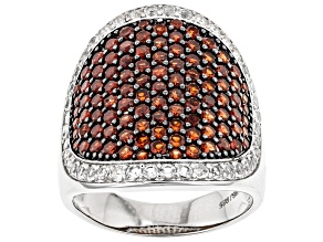 Red Garnet Rhodium Over Sterling Silver Ring. 3.97ctw