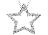 White Lab Created Sapphire Rhodium Over Silver Star Pendant With Chain 0.54ctw